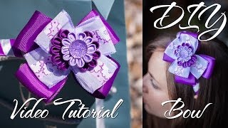 Фиолетовый Бант Канзаши / DIY Bow / Бантик из ленты мастер класс