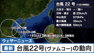 台風22号 最新情報（12日3時現在）