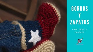Zapatos y gorros en crochet para bebes