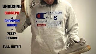 SUPREME x Champion Hoodie and Yeezy Sesame