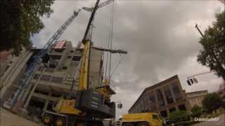 Maxim Grove GMK 6450 erects a tower crane