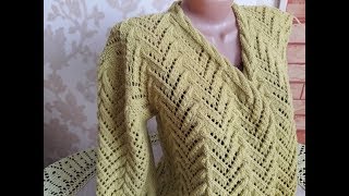 Ажурный кардиган спицами. Часть 11.