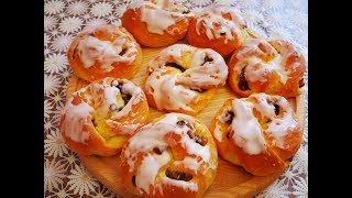Булочки с ИЗЮМОМ и ЛИМОННОЙ глазурью