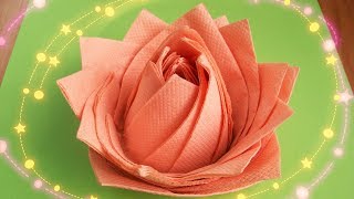 САМАЯ КРАСИВАЯ РОЗА ИЗ БУМАЖНЫХ САЛФЕТОК ЗА 1 МИНУТУ ДЕКОР ПРАЗДНИЧНОГО СТОЛА