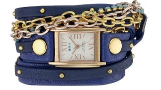 La Mer Collections Analog Display Quartz Blue Wrap Watch