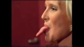 Woman with a very long tongue