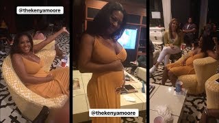 Kenya Moore Shows Her Baby Bump At Kandi's Viewing Party (2018)