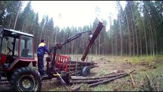 т-25 с самодельным погрузчикам , едем по дрова Praca w lesie. T-25