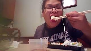 EATING SALMON SUSHI ROLL | ASMR | LIANA MERE