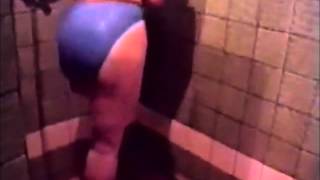 amputee in shower cleaning stump