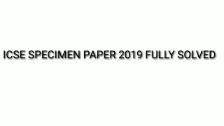 Icse History specimen paper 2019