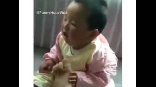 Toddler gags after mom put foot innher mouth lol