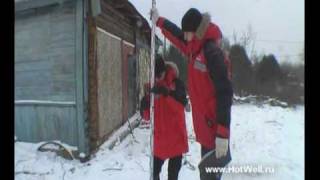 Фундамент на винтовых сваях зимой 25 декабря 2010 г.