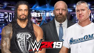 WWE 2K19 | ROMAN REIGNS vs TRIPLE H and SHANE McMAHON