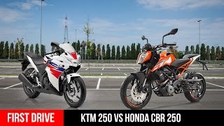 Comparison KTM 250 Duke 2017 model vs Honda CBR 250R First Drive