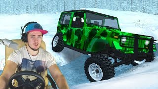 ДЖИПЫ ЗАСТРЕВАЮТ В СНЕГУ - BeamNG Drive с РУЛЕМ