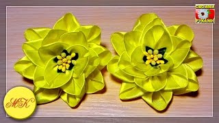 Резиночки для волос с яркими цветами канзаши, мастер класс