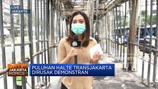 Demo Tolak UU Ciptaker Ricuh, Puluhan Halte Transjakarta Dirusak Demonstran