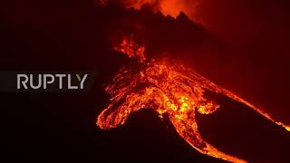 WATCH as La Palma volcano cone partially collapses creating new destructive lava flow