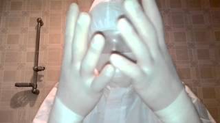 latex mask and playing gloves