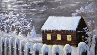 Мастер класс живописи маслом "Ночь перед Рождеством"/Art tutorial "Christmas Night"