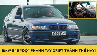 BMW E46 đang đi nổ túi khí, "độ" phanh tay drift thành ra thế này!
