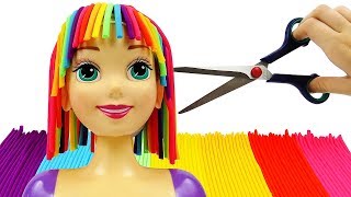 Play Doh Прическа для Принцессы Диснея Рапунцель. Салон красоты. Поделки из пластилина для детей