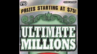 EEK! $50 ULTIMATE MILLIONS! TEXAS LOTTERY SCRATCH OFF TICKETS