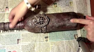 Простой декор бутылки/молды, шпатлевка, джут/Easy bottle decoration