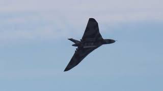 Vulcan Bomber close up over beach