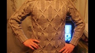 Мужской пуловер спицами с рукавом "реглан" Часть 2. Men's sweater knitting