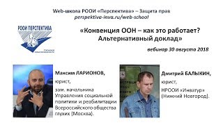 Вебинар: Конвенция ООН – как это работает? Альтернативный доклад (30.08.2018)