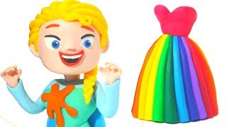 FROZEN ELSA NEW DRESS ❤  Superhero Babies, Hulk & Frozen Play Doh Cartoons For Kids