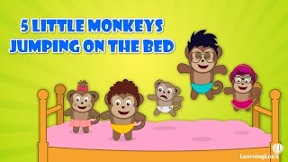 Famous Five Little Monkeys Jumping On The Bed | Animated Children Nursery Rhyme for Kids
