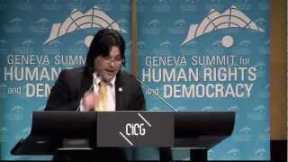 El disidente cubano Regis Iglesias en la Cumbre de Ginebra de derechos humanos de 2013