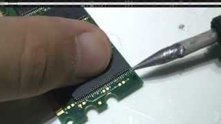 Soldering a DDR RAM chip.