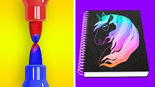 ЗАБАВНЫЕ ШКОЛЬНЫЕ ХИТРОСТИ || Самодельные принадлежности и лайфхаки для рисования от 123 GO Like!