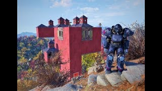 Fallout 76  red house on the slope and ultracite power armor