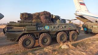Разгрузка и выдвижение миротворцев ВС РФ, прибывших для урегулирования ситуации в Нагорном Карабахе