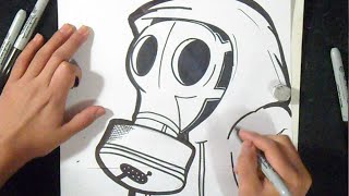 como desenhar máscara de gás 3 Grafite