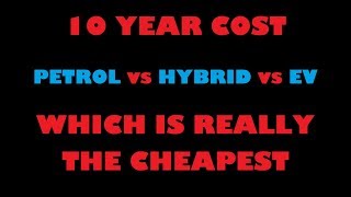 10 year cost comparison Petrol, Hybrid & EV. Which is the cheapest?
