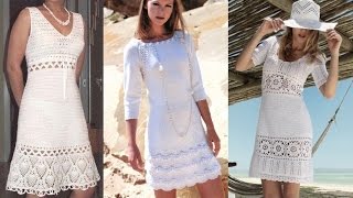 Платья белые, вязание. Летние платья.