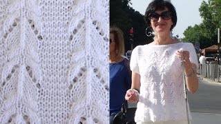Как связать ажурный узор спицами. Ажурный узор спицами для вязаной кофточки. Ажурные узоры спицами