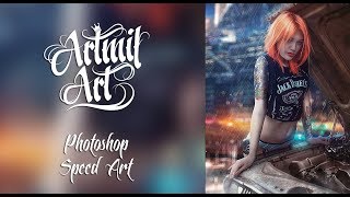 Photoshop Speed Art ?  Breaking in the rain ☔️
