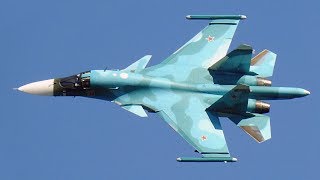 Разлёт пары бомбардировщиков Су 34 на форсаже | Дягилево | Закрытие Авиадартс 2018
