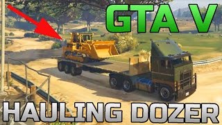 GTA V | HAULING A BULLDOZER | ARMY SEMI TRUCK | OFF-ROADING