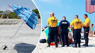Umbrella pierces through Brit woman's ankle on Jersey beach - TomoNews