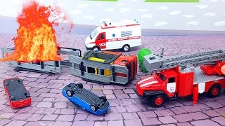 Машинки Пожарная Скорая Помощь Мусоровоз Транспортировщик Машинки для мальчиков ТехноПарк Toys Cars