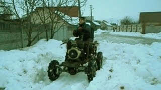 Минитрактор самодельный. Буксировка швелера