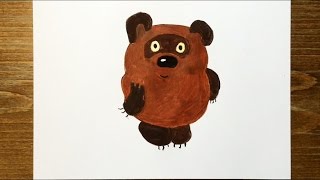 Как нарисовать Винни Пуха акварельными карандашами